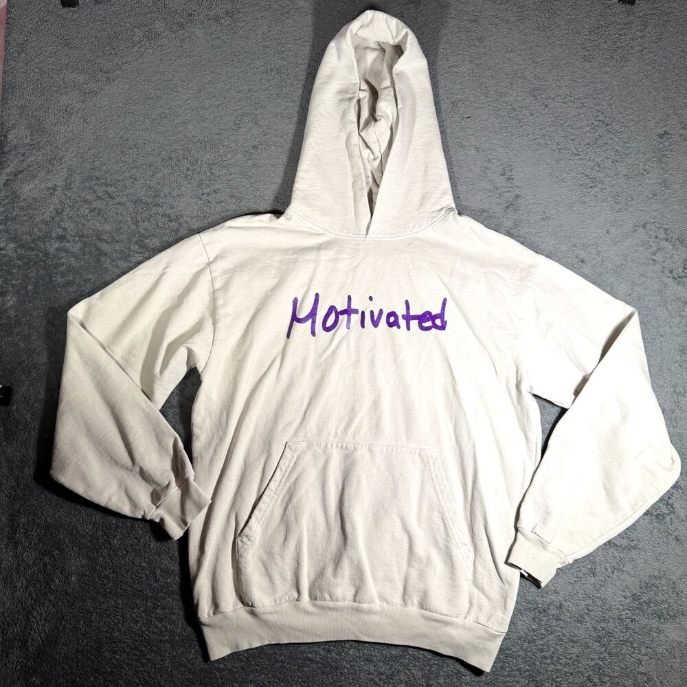 VeeFriends Motivated Sweater Mens Large Long Sleeve Pullover Hoodie Size L White